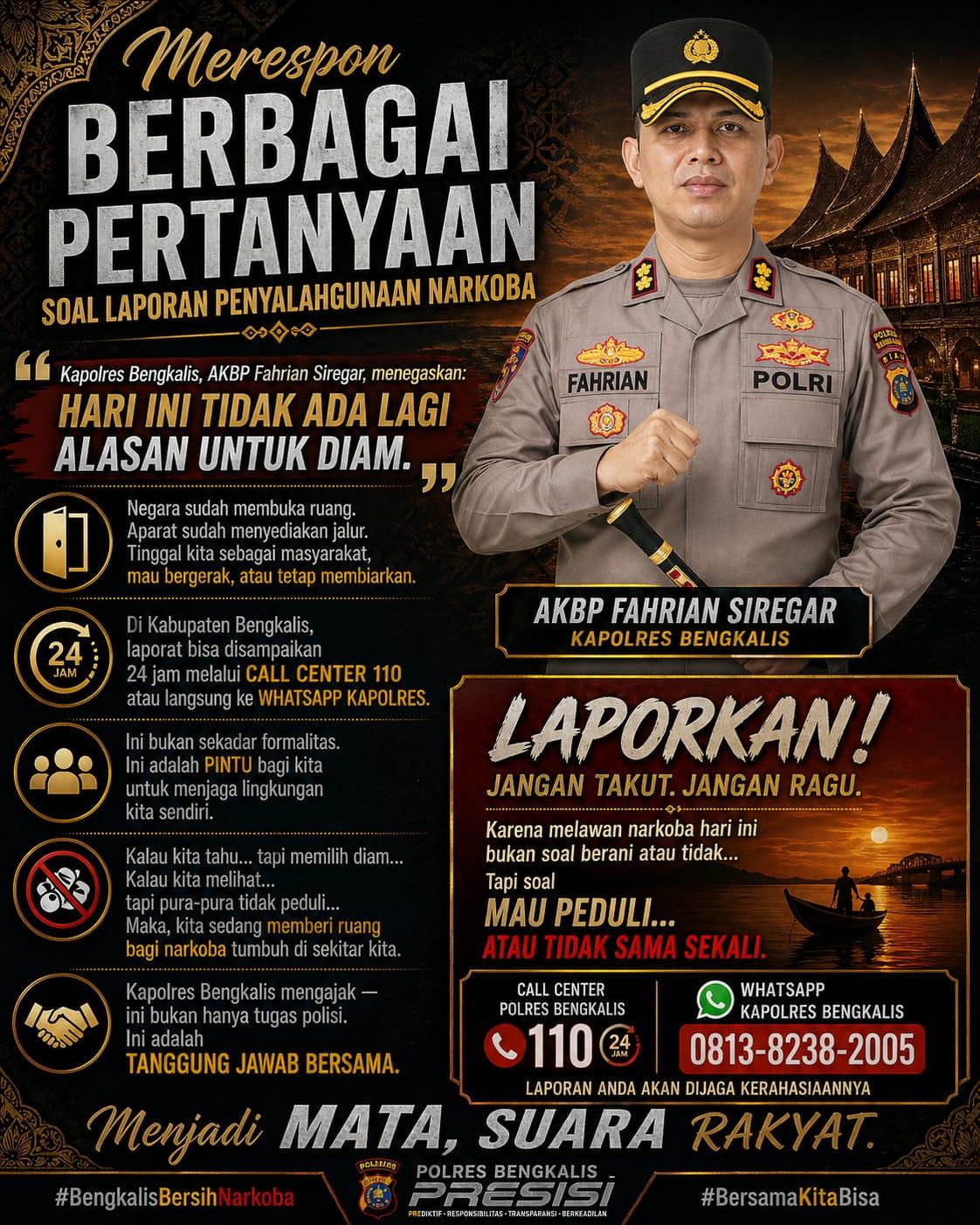 Polres Bengkalis Ajak Masyarakat Aktif Laporkan Narkoba, Kapolres: “Tak Ada Lagi Alasan untuk Diam”